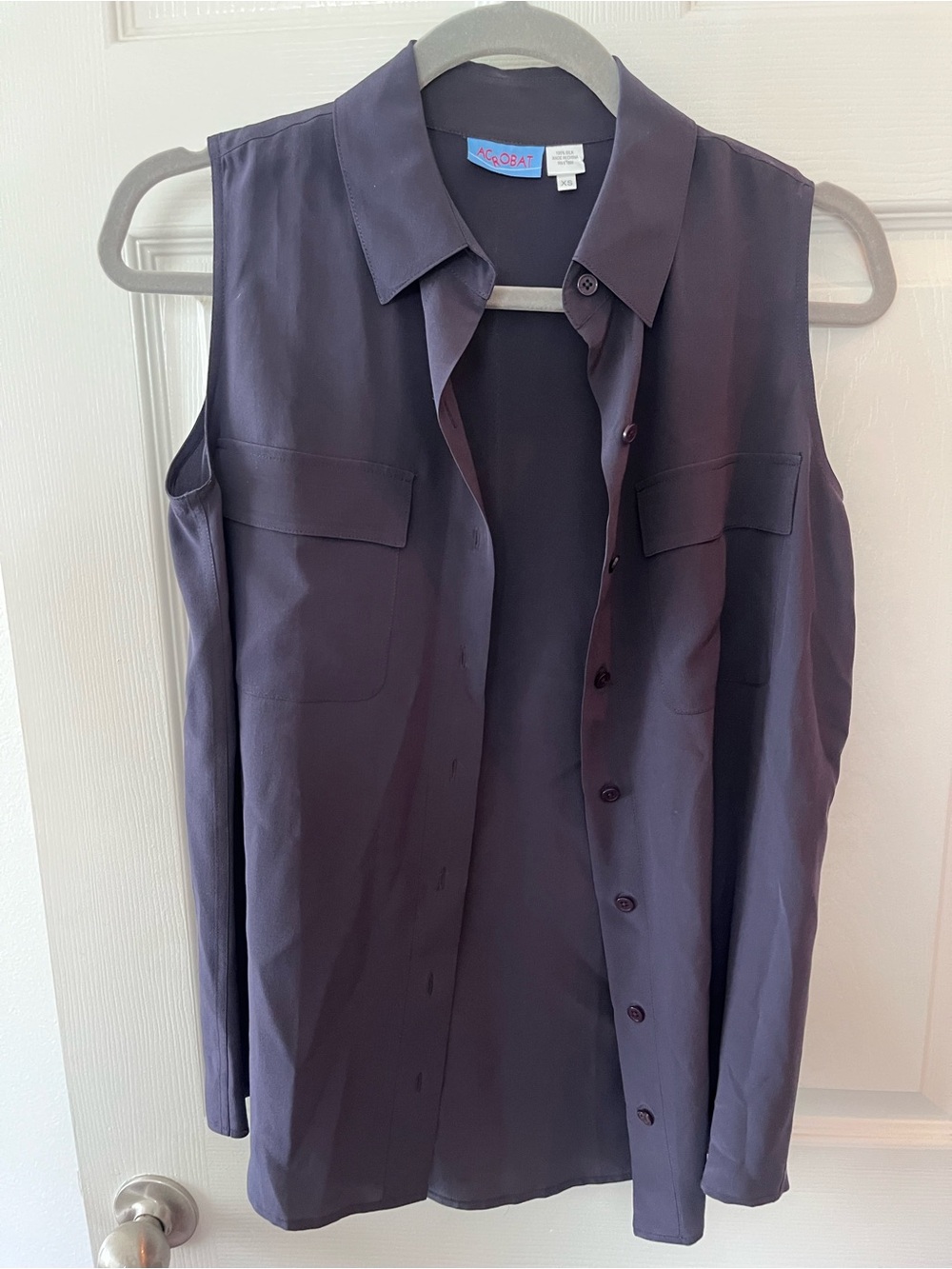 Acrobat Silk Top in Dark Blue